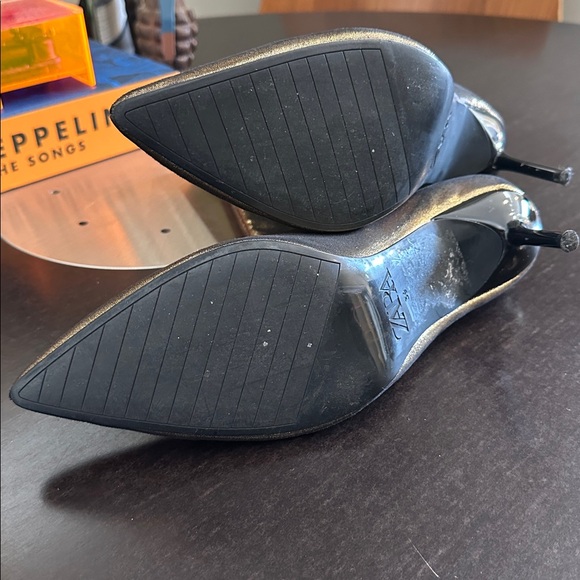 Zara Metallic Gold Tone Thin Heel Ankle Boots Size 9 - Picture 11 of 13